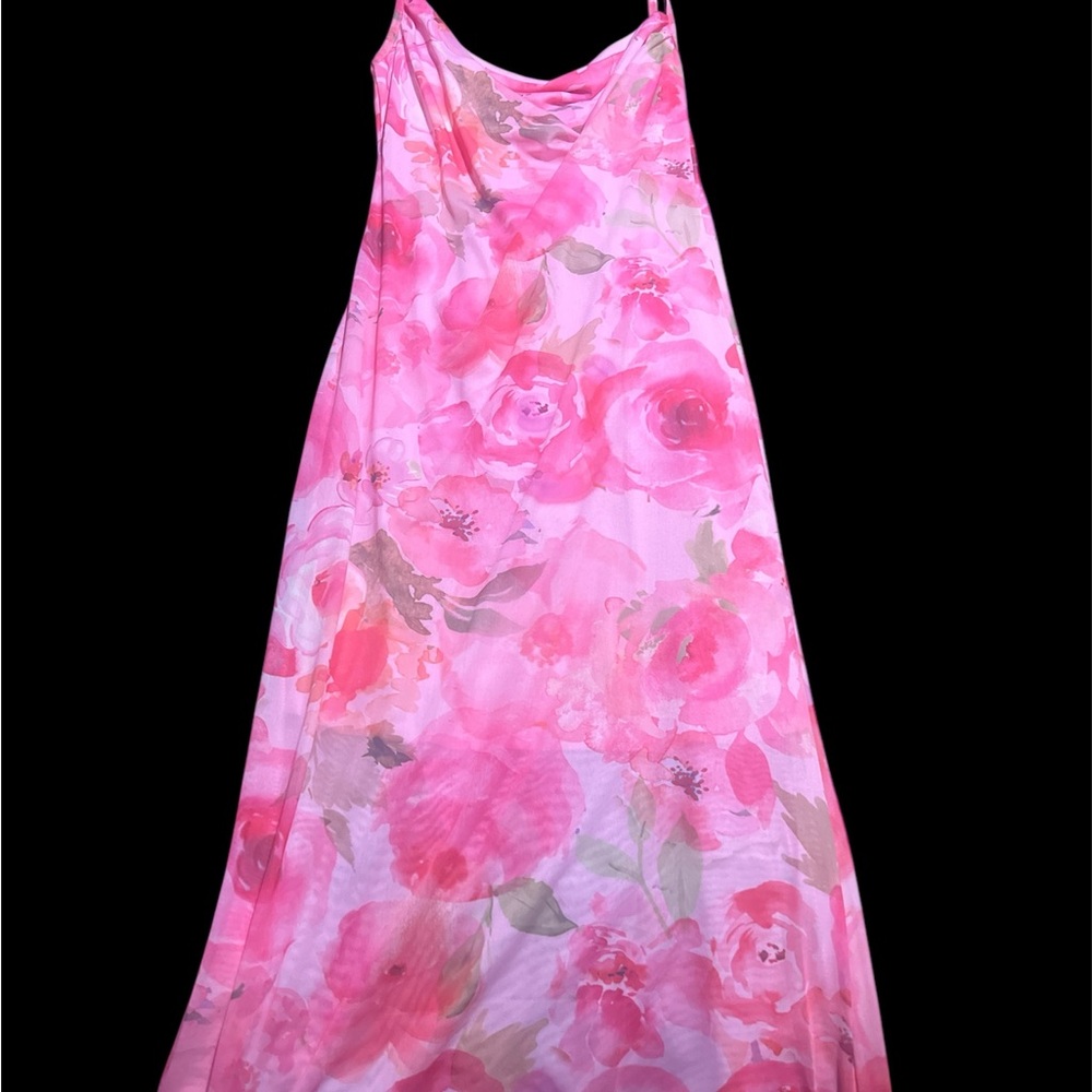 Vibrant Pink Floral Maxi Dress